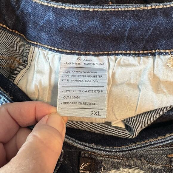 NEW KanCan Jeans Flare High Rise Denim Button Fly Distressed Size 2XL Long - Picture 6 of 11